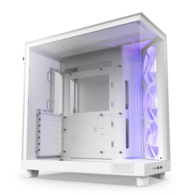 NZXT H6 Flow RGB Gaming Midi Tower Computer Case with Side Window White