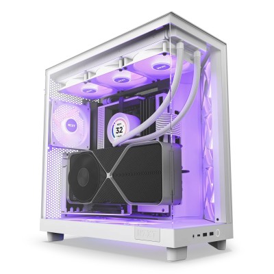 NZXT H6 Flow RGB Gaming Midi Tower Computer Case with Side Window White