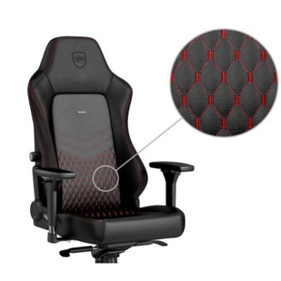 Noblechairs Hero Αληθινό Δέρμα, Μαύρη με Κόκκινες ραφές